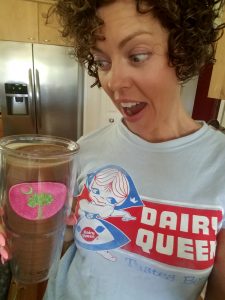 Dairy Queen t shirt on GG holding a shake
