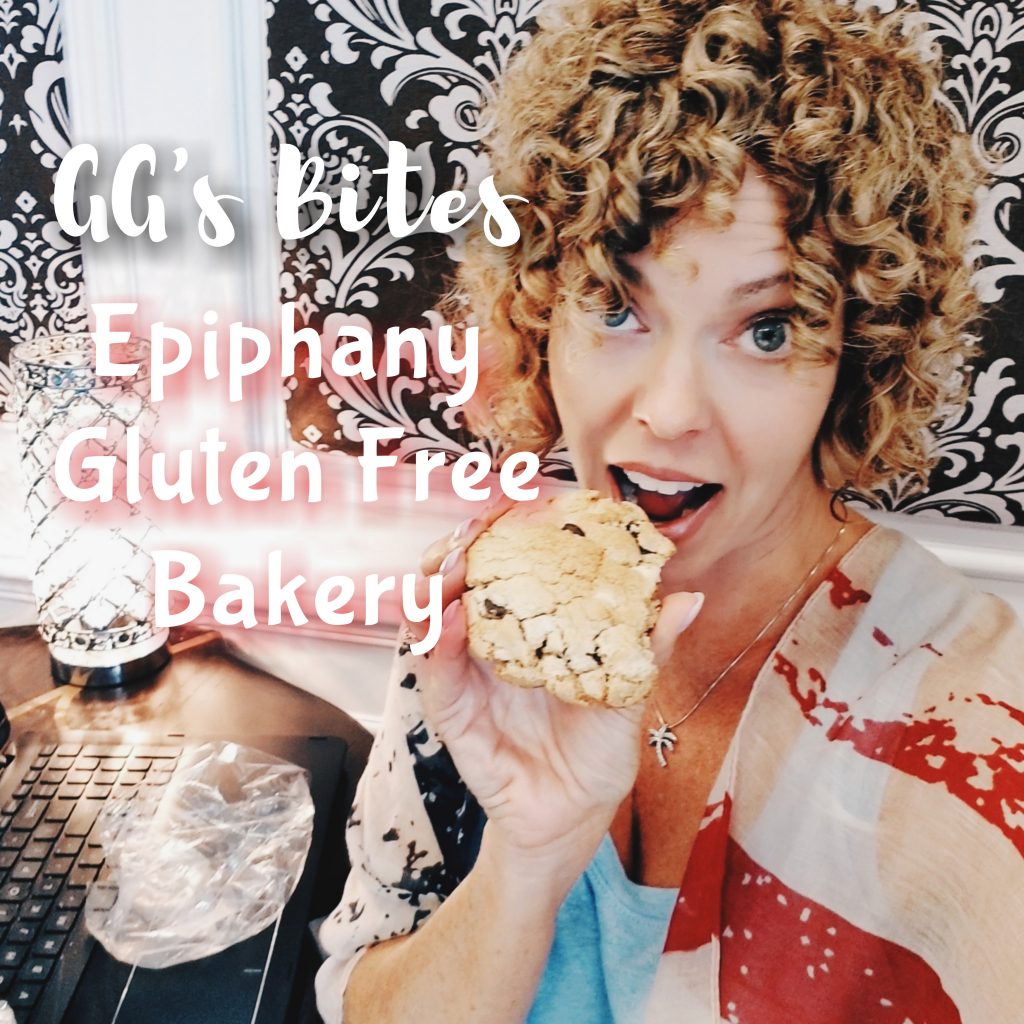 GG eating at Epiphany Gluten Free Bakery